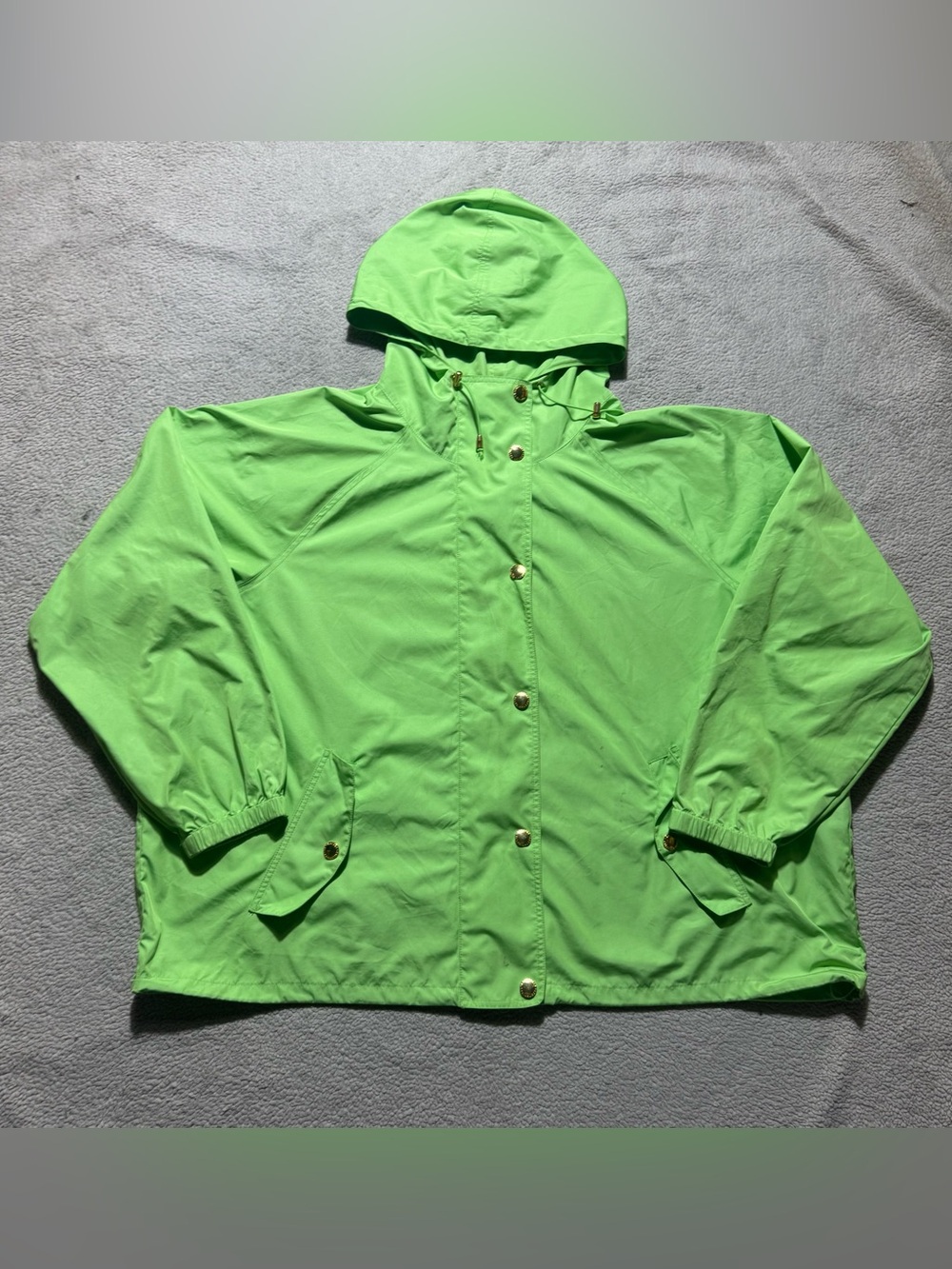 Lauren Ralph Lauren Jacket Womens 3X Bright Green Full Zip Snap Buttons Rain